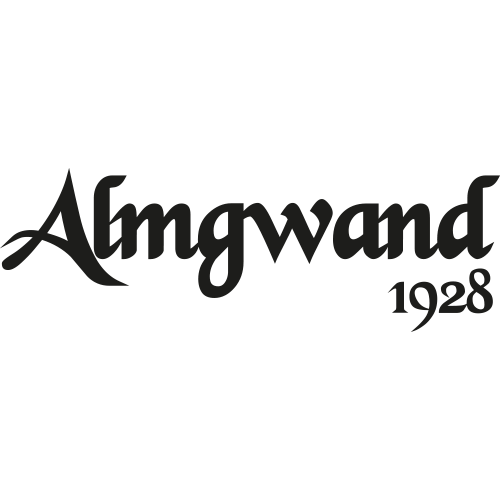 Almgwand 1928 Ötztal Logo in stilisierter schwarzer Schrift auf weißem Hintergrund.