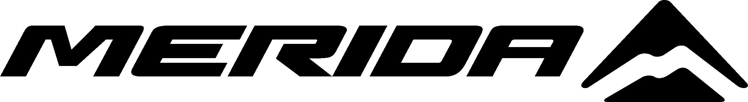 Merida-Logo mit fettem Text und einer dreieckigen Berggrafik auf der rechten Seite, inspiriert vom Ötztal.