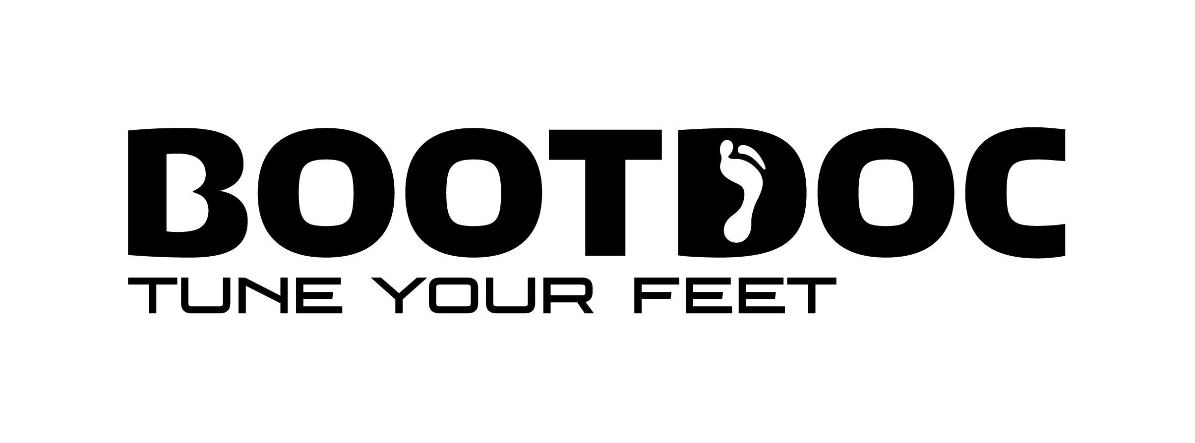 BOOTDOC-Logo mit Fußsymbol, Slogan TUNE YOUR FEET, inspiriert vom Geist des Ötztals.