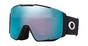 Blau verspiegelte Skibrille mit schwarzem Band und weißem Ötztaler Rundlogo.