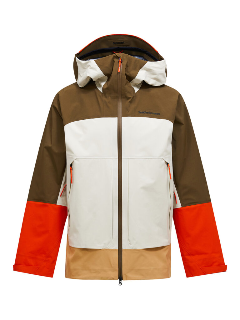 Colorblock-Jacke in Ötztaler Farbtönen mit Kapuze und Frontreißverschluss.